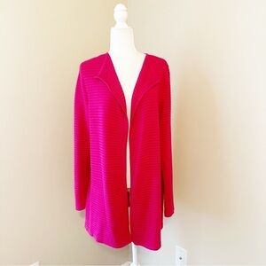 Talbots Open Front Ribbed Long Sleeve Pink Cardigan - Large